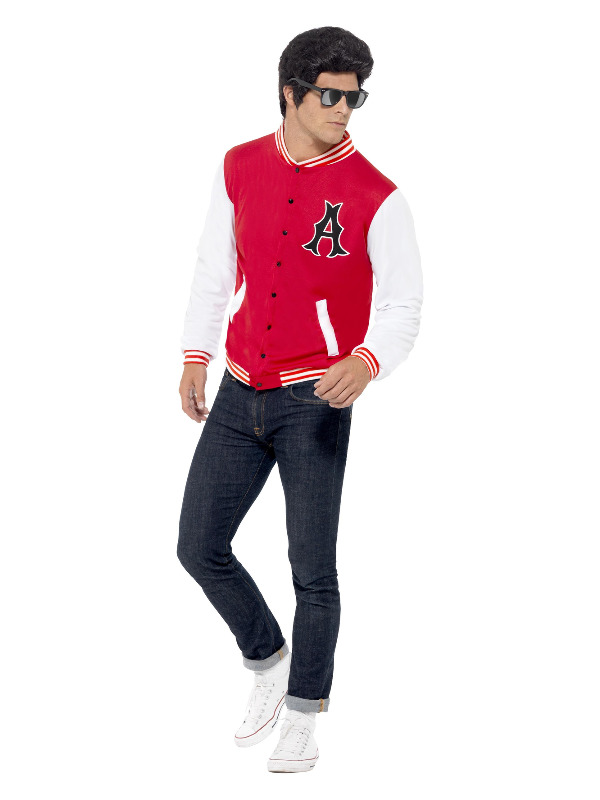 50s College Jock Letterman Jacket, Red