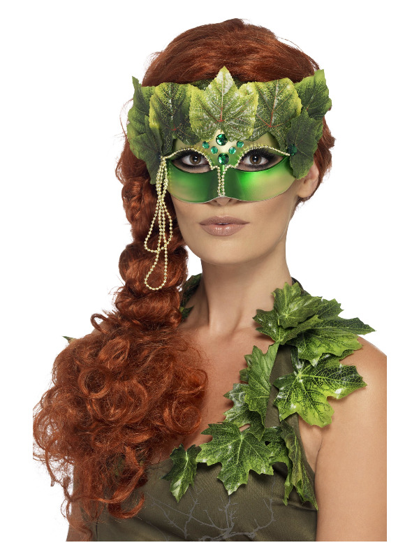 Forest Nymph Eyemask, with Fabric Leaves and Jewels