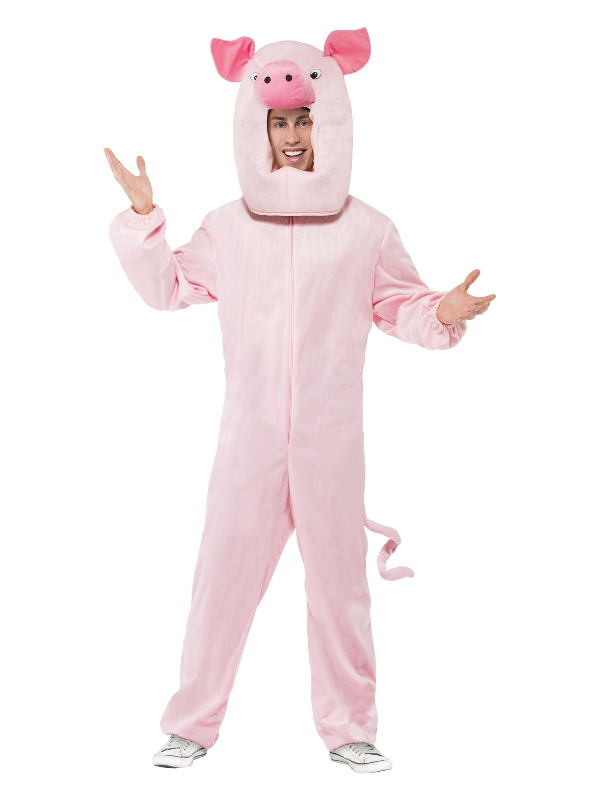 Pig Costume, Pink, with Bodysuit and Hood