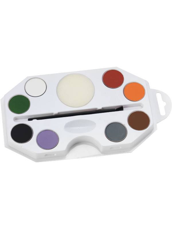 Smiffys Make-Up FX, Halloween Character Kit, Aqua, Assorted Colours, with 8 Colour Palette, Sponge & Applicator