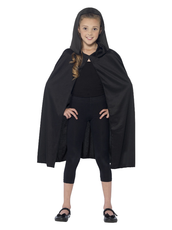 Hooded Cape, Black, Long