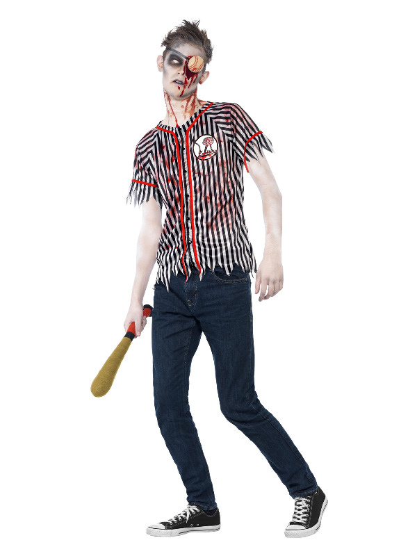 Zombie Baseball Player Costume, Black & White