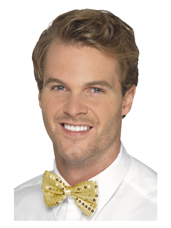 Sequin Bow Tie, Gold