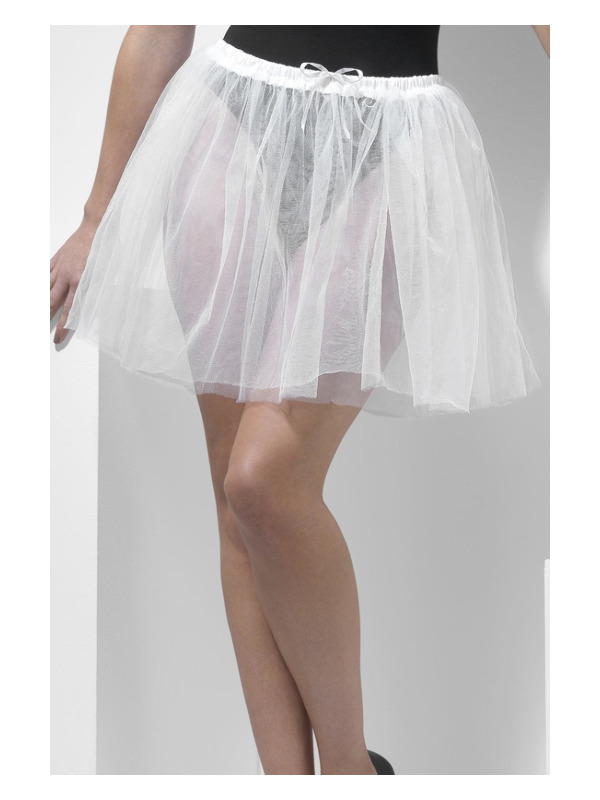 Petticoat Underskirt, Longer Length 34cm, White, 2 Layers, Adjustable