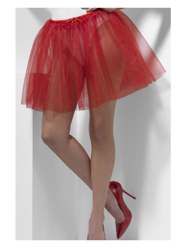 Petticoat Underskirt, Longer Length 34cm, Red, 2 Layers, Adjustable