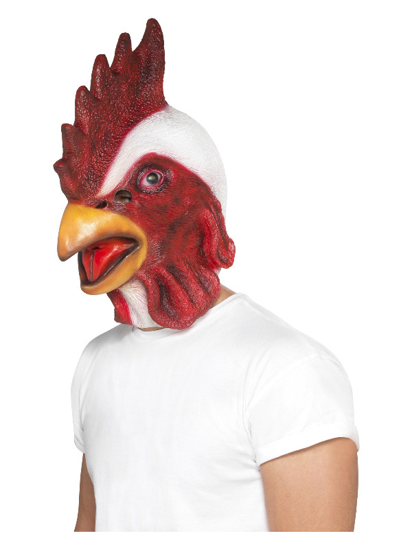 Chicken Mask, White, Full Overhead, Latex