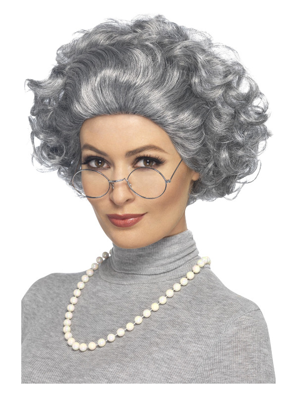 Granny Kit, Grey, with Wig, Glasses & Pearl Necklace