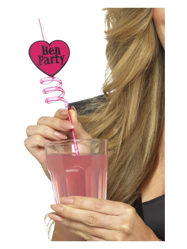 Hen Party Drinking Straws, Pink, 6 Pack