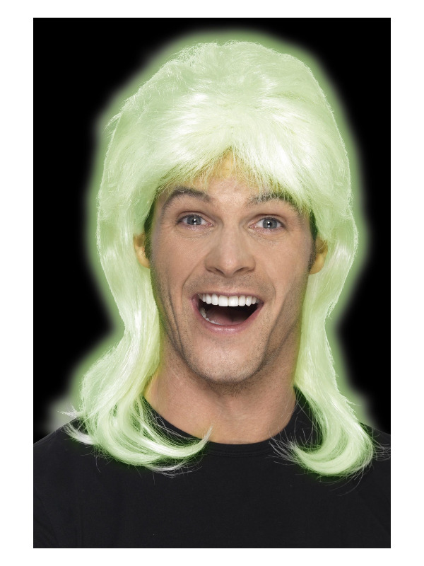 80s Party Mullet Wig, Glow in the Dark