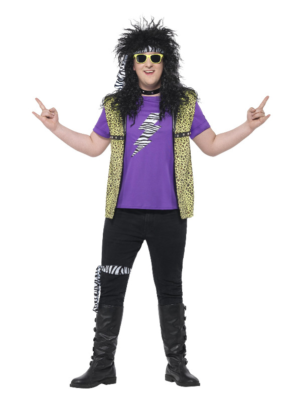 Curves 80s Rock Star Costume, Multi-Coloured