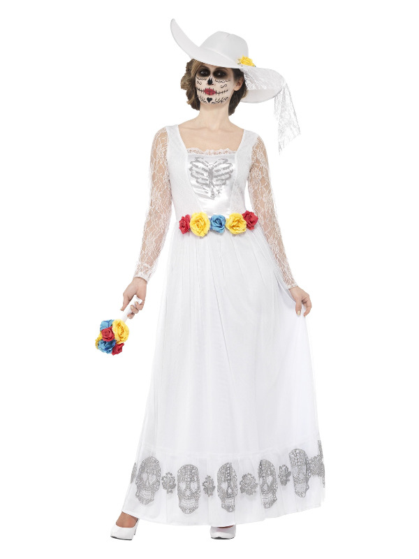 Day of the Dead Skeleton Bride Costume, White