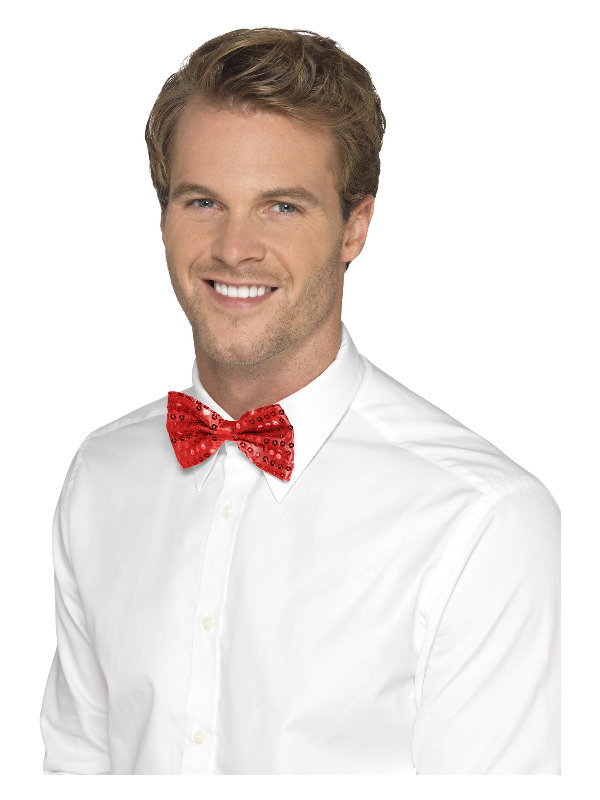 Sequin Bow Tie, Red