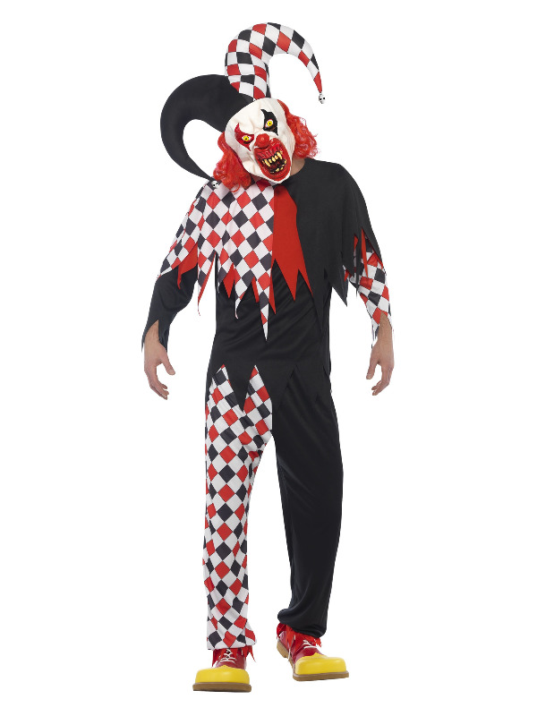 Crazed Jester Costume, Black & Red