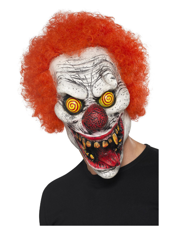 Twisted Clown Mask, Red, Latex, Full Overhead