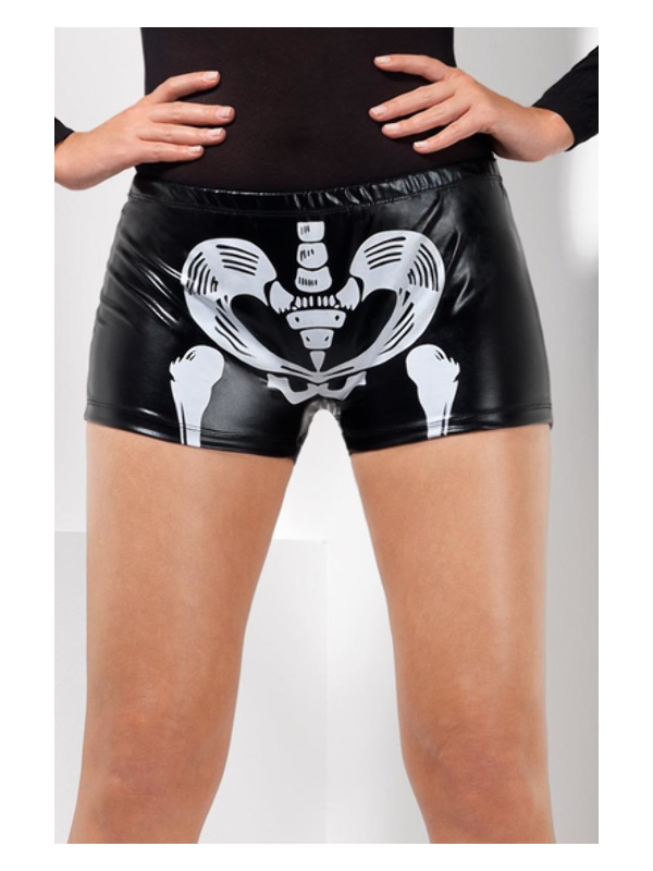 Fever Miss Skeleton Whiplash Hotpants, Black