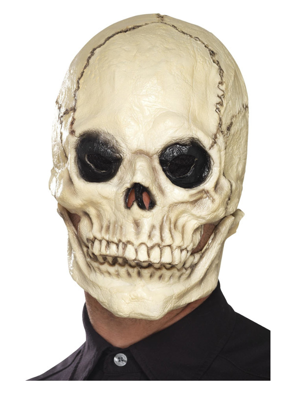 Skull Mask, White, Foam Latex, Full Overhead, with Separate Moving Jaw