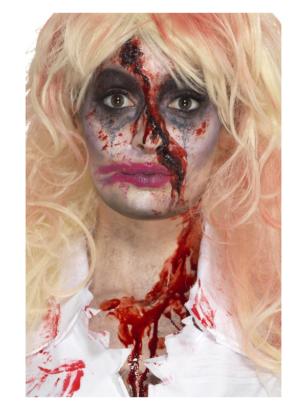 Smiffys Make-Up FX, Zombie Nurse Kit, Aqua, Multi-Coloured, with Face Paints, Blood, Hat & Applicators