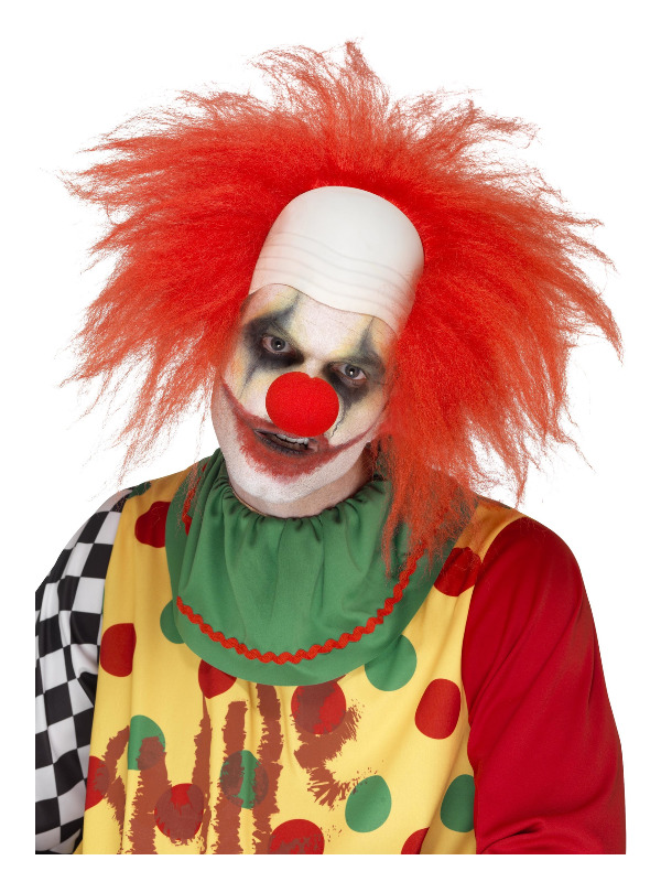 Deluxe Clown Wig, Red, with Bald Head