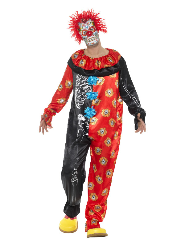 Deluxe Day of the Dead Clown Costume, Multi-Colour