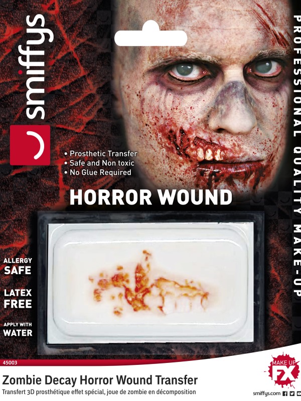 Horror Wound Transfer, Zombie Decay, Red, Water Based, Allergy & Latex Free