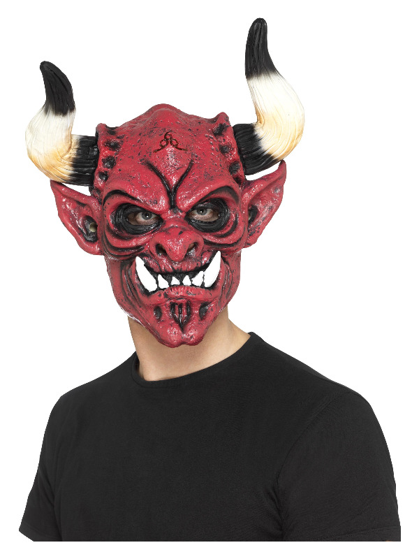 Devil Mask, Foam Latex, Multi-Coloured, Full Overhead