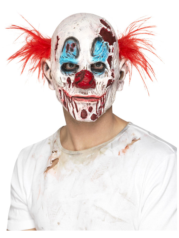 Zombie Clown Mask, Foam Latex, Multi-Coloured, Full Overhead with Hair