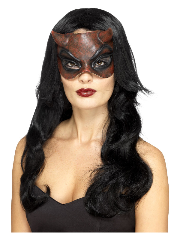 Masquerade Devil Mask, Latex, Red, Ladies