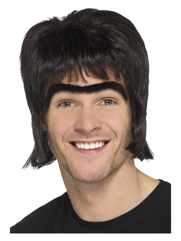 90s Britpop Kit, Black, with Wig & Monobrow