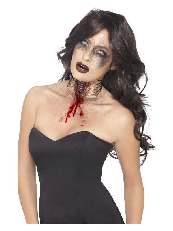 Zombie Exposed Throat Wound, Flesh, with Lace Tie