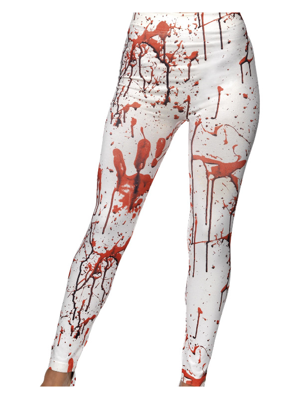 Horror Leggings, White, with Blood Splatter