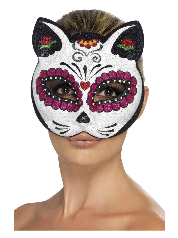 Sugar Skull Cat Eyemask, with Glitter