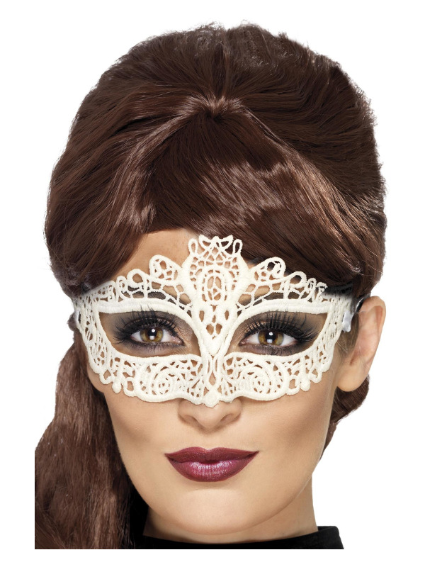 Embroidered Lace Filigree Eyemask, White