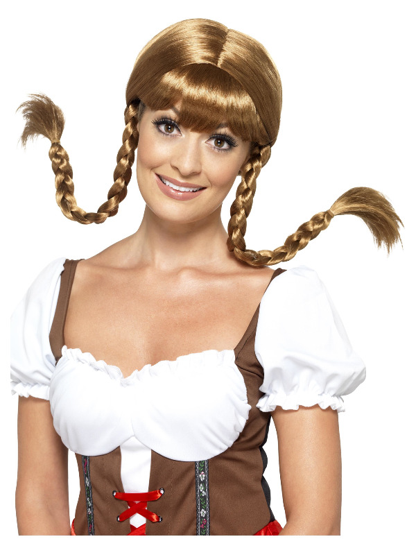 Bavarian Babe Wig, Plaited, Brown, with Hidden Wire