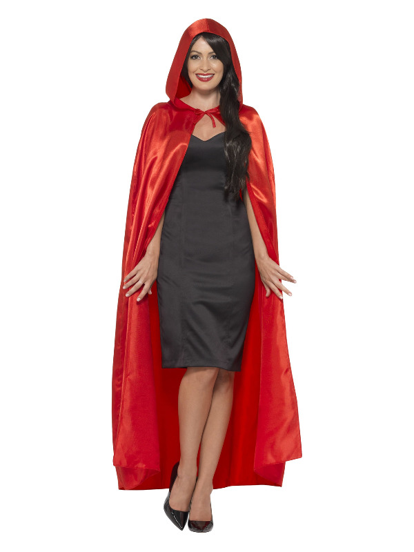 Satin Hooded Cape, Red