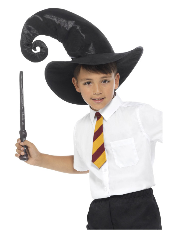 Wizard Kit, Black, with, Tie, Hat & Wand, 34cm/13in