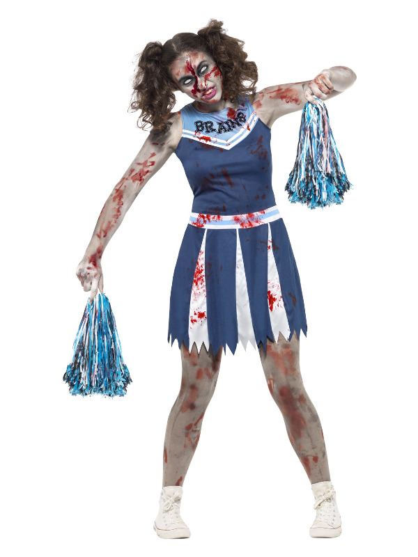 Zombie Cheerleader Costume, Blue