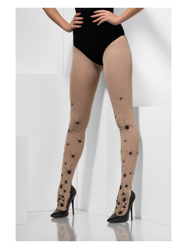 Opaque Tights with Spiders, Nude & Black