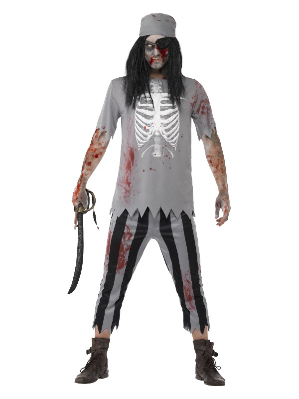 Zombie Pirate Costume, Grey