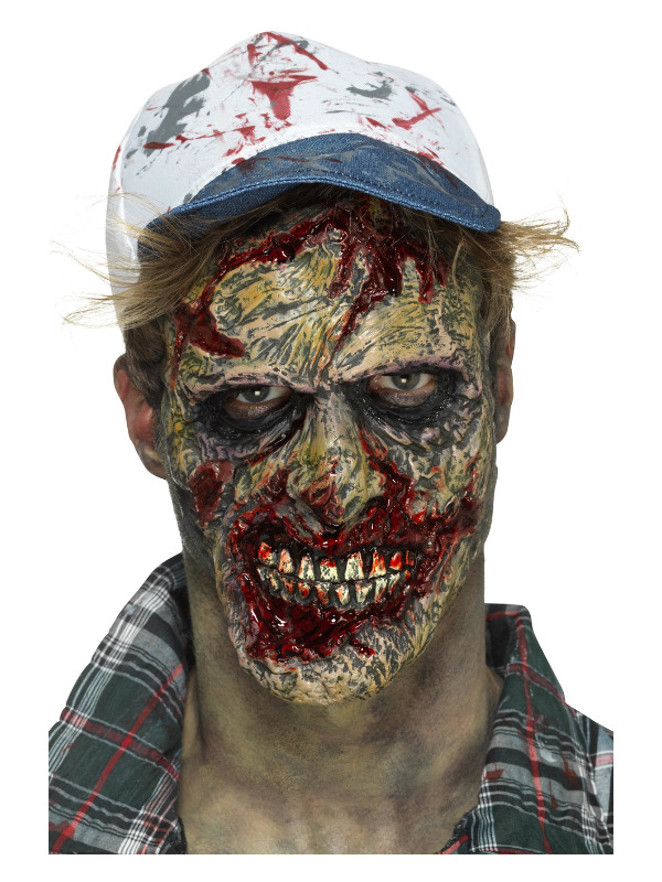 Smiffys Make-Up FX, Foam Latex Zombie Face Prosthetic, Brown, with Adhesive