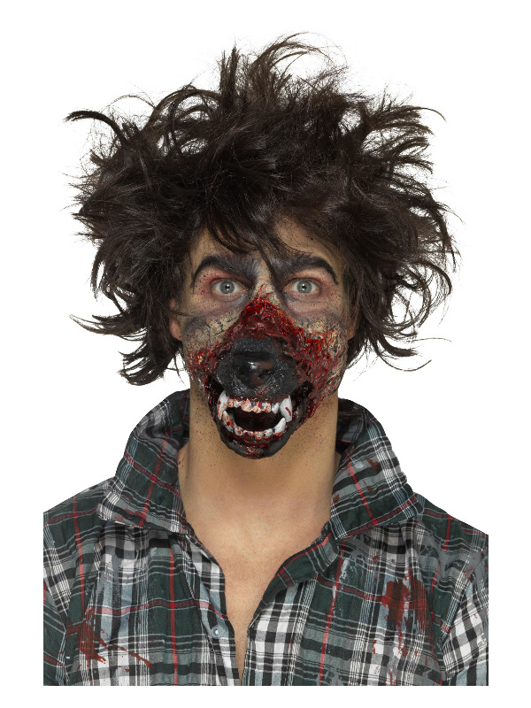 Smiffys Make-Up FX, Foam Latex Werewolf Mouth Prosthetic, Brown, with Adhesive