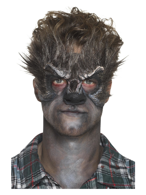 Smiffys Make-Up FX, Foam Latex Werewolf Head Prosthetic, Brown, with Adhesive