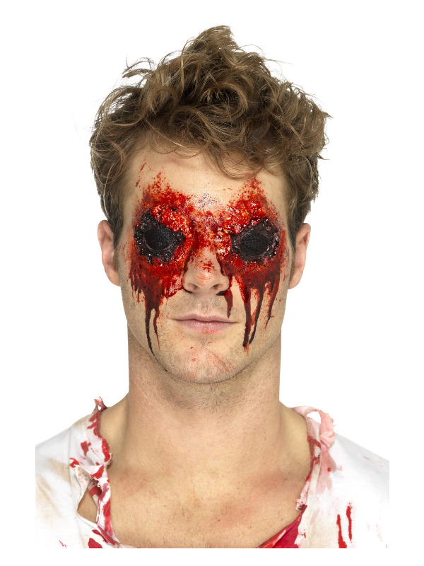 Smiffys Make-Up FX, Latex Zombie Eyes Prosthetic, Beige, with Blood & Adhesive