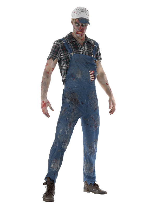 Zombie Hillbilly Costume, Male, Blue