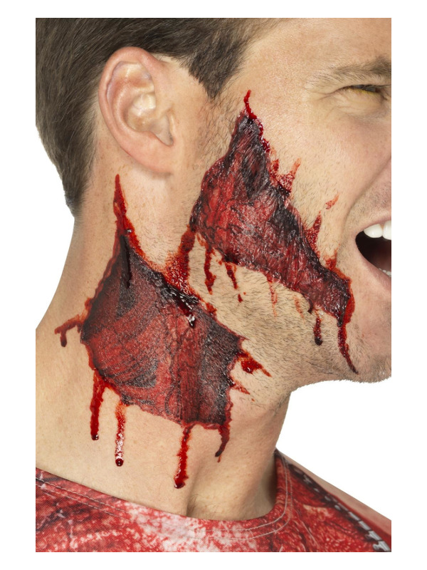 Smiffys Make-Up FX, Ripped Skin Tattoo Transfers, Red