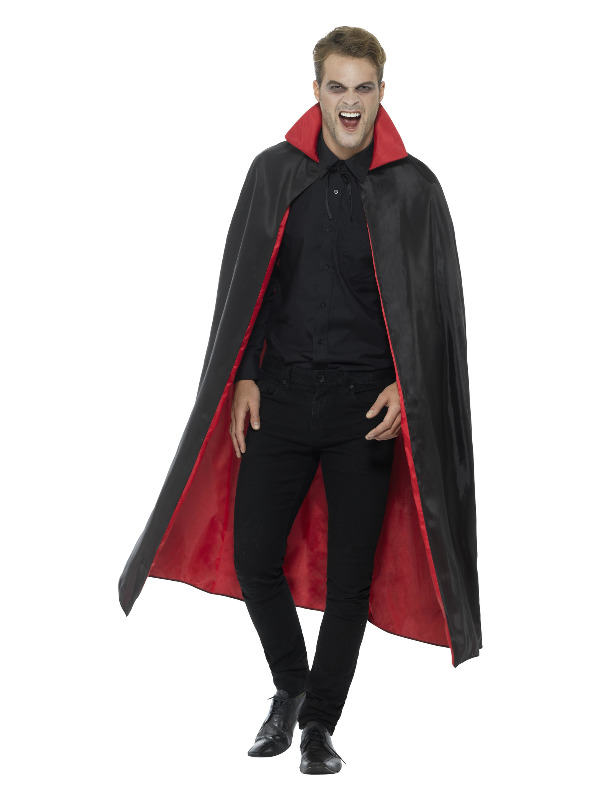 Reversible Vampire Cape, Black & Red, 127cm / 50inch