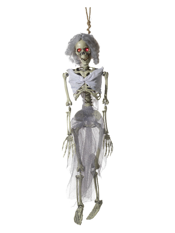 Animated Hanging Bride Skeleton Decoration, Natural, with Light Up Eyes, Sounds & Movement, 90cm/35inch