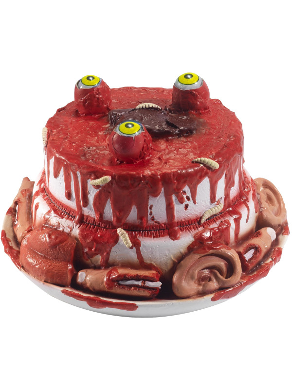 Latex Gory Gourmet Zombie Cake Prop, Red, with Moving Eyes, 25x25x14cm / 10x10x6inch