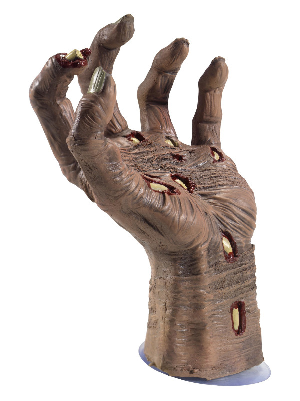 Latex Rotting Zombie Hand Prop, Natural, with Suction Attachment, 21x10cm / 8x4in