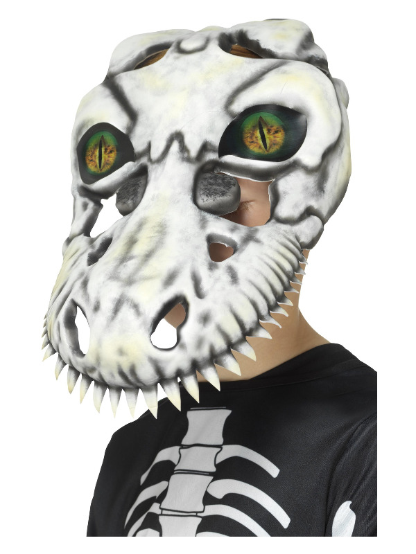 T-Rex Skull Mask, White, EVA, with Lenticular 3D Print Eyes