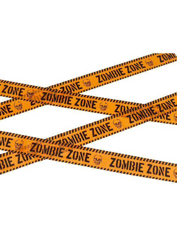 Zombie Zone Caution Tape, Orange & Black, 6m / 236in